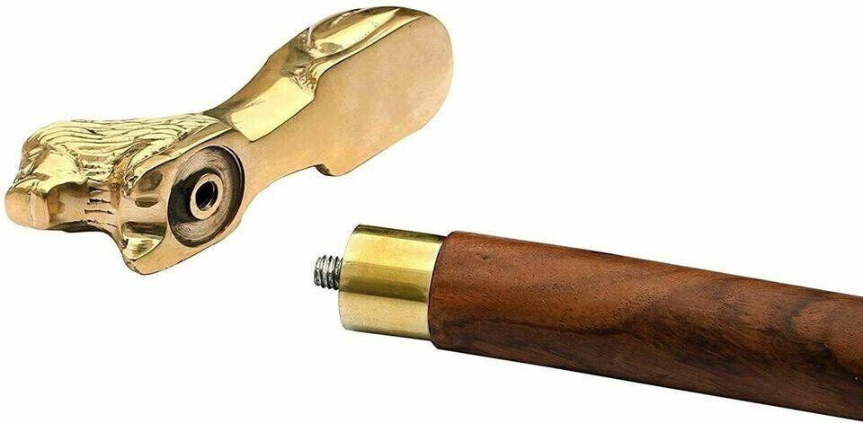 The King Cane - SouvNear 37,2" brauner Gehstock aus Holz - Holzstock mit Gold