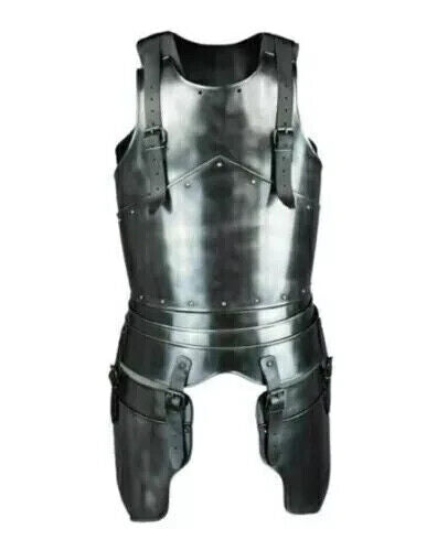 Medieval Half Body Armor Black Cuirass Pauldrons Gorget Full Hand Guard Costume