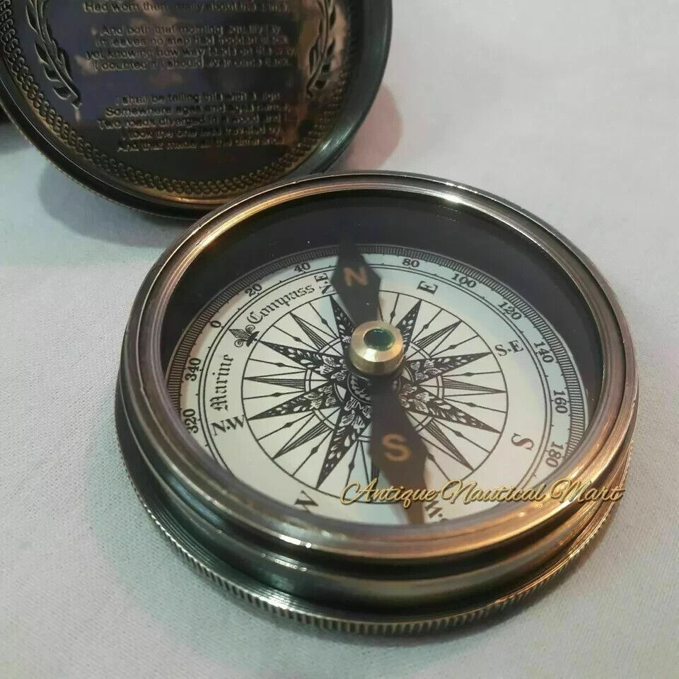 Antique Nautical Brass Stanley London 1885 Compass With Leather Box Gift Item