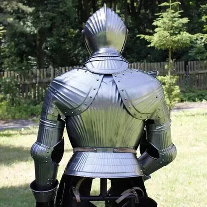 Wearable Maximilian armor with closed helmet, Italian armor full-body armor Suit