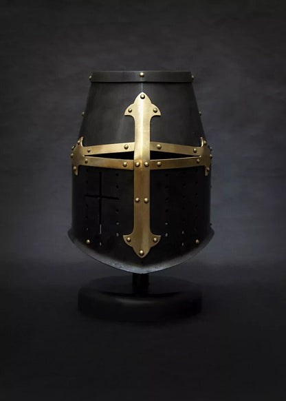 Medieval Black Templar Crusader Knight Armor Helmet, Cosplay SCA Larp Helmet .