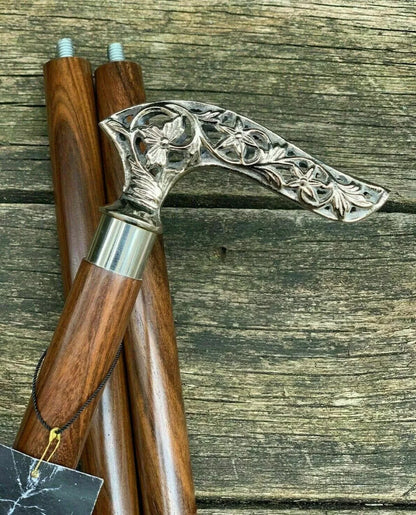 Brass Designer Goat Antique Handle Walking Cane Wooden Stick Vintage Itam Gift