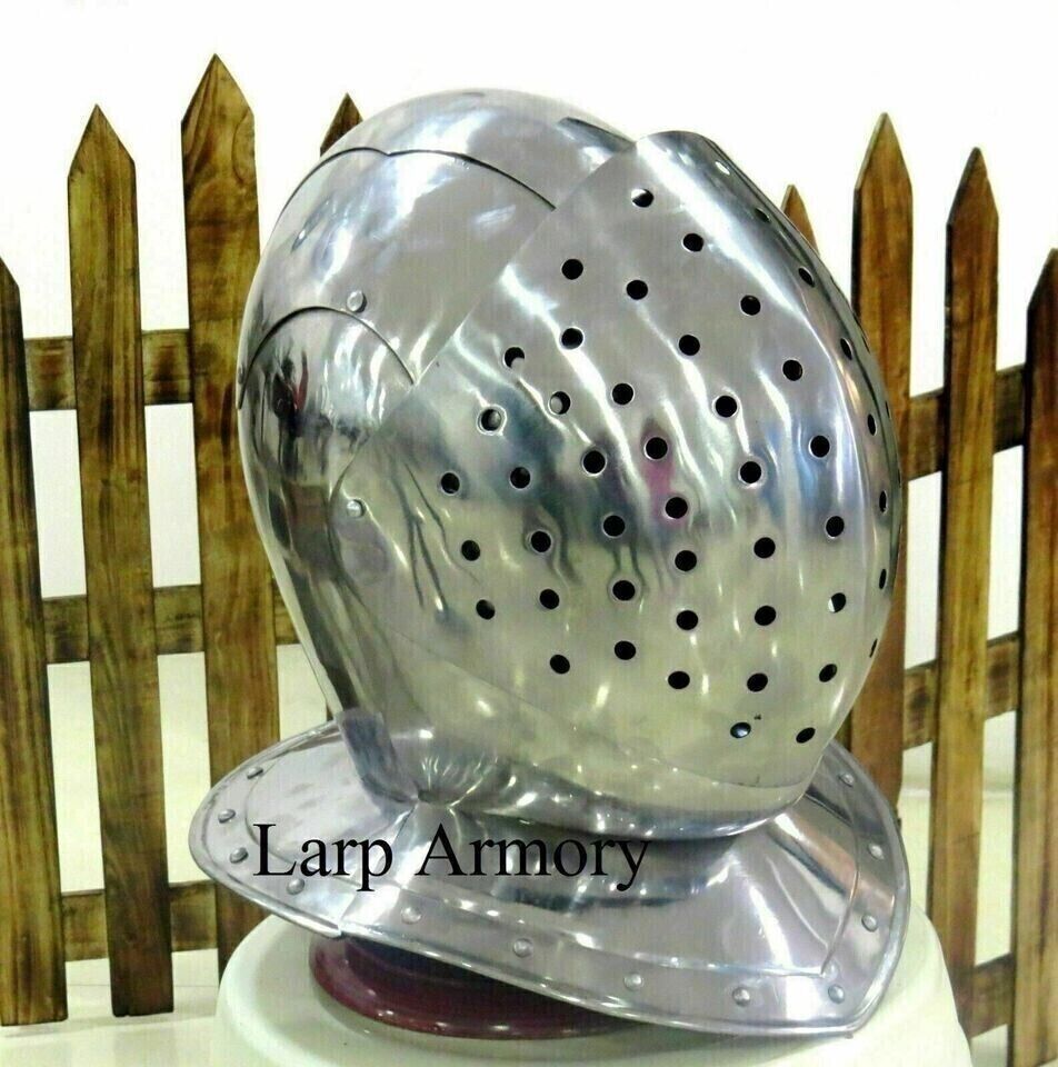 Helmet 20Ga LARP Medieval Reenactment Knight Bascinet Armor Costume Warrior Gift