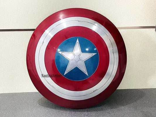 24" Metal Captain America Shield Round Shield With Leather Straps Larp Cosplay