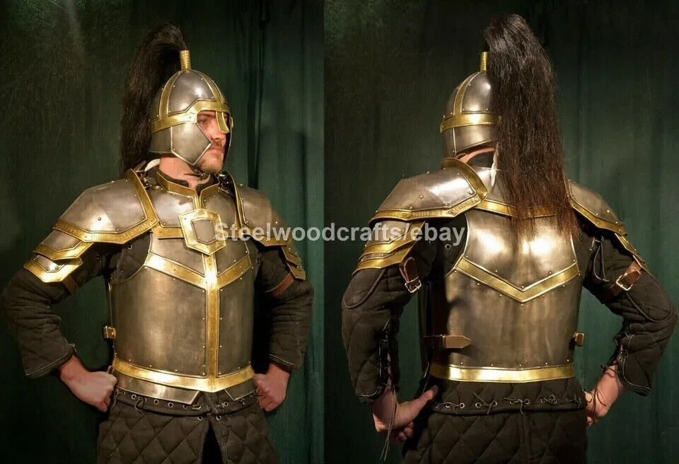 Medieval LOTR Elven Armor Cuirass With Pauldrons & Rohan Helmet