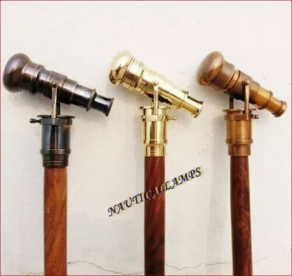 Lot 3 Solid Brass Telescope Handle Antique Vintage Style Walking Stick Cane Gift