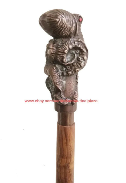 CLASSIC OCTOPUS HEAD HANDLE WALKING STICK CANE ANTIQUE HANDMADE SOLID STYLE GIFT