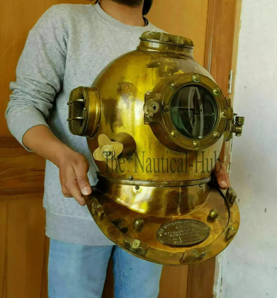 Vintage 18 Inch Diving Helmet Us Navy Mark V Original Antique Divers Helmet