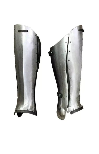 Medieval Pair Of Leg Greaves Knight Larp Armor 18ga Steel Protection Leg Guard