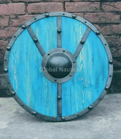 24" Viking Shield Battle-Ready Wooden Shield Heavy Metal Fittings Medieval