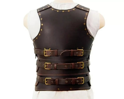 Medieval Armour Leather Breastplate & Backplate Cosplay & Larp Costume Brown