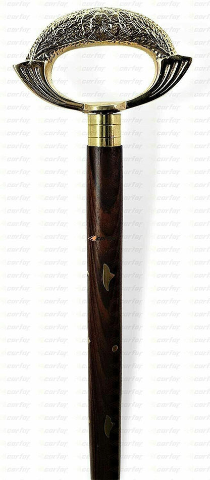 Walking Hand Cane Stick Designer Handmade Solid Brass Cane Stick for Men & Women