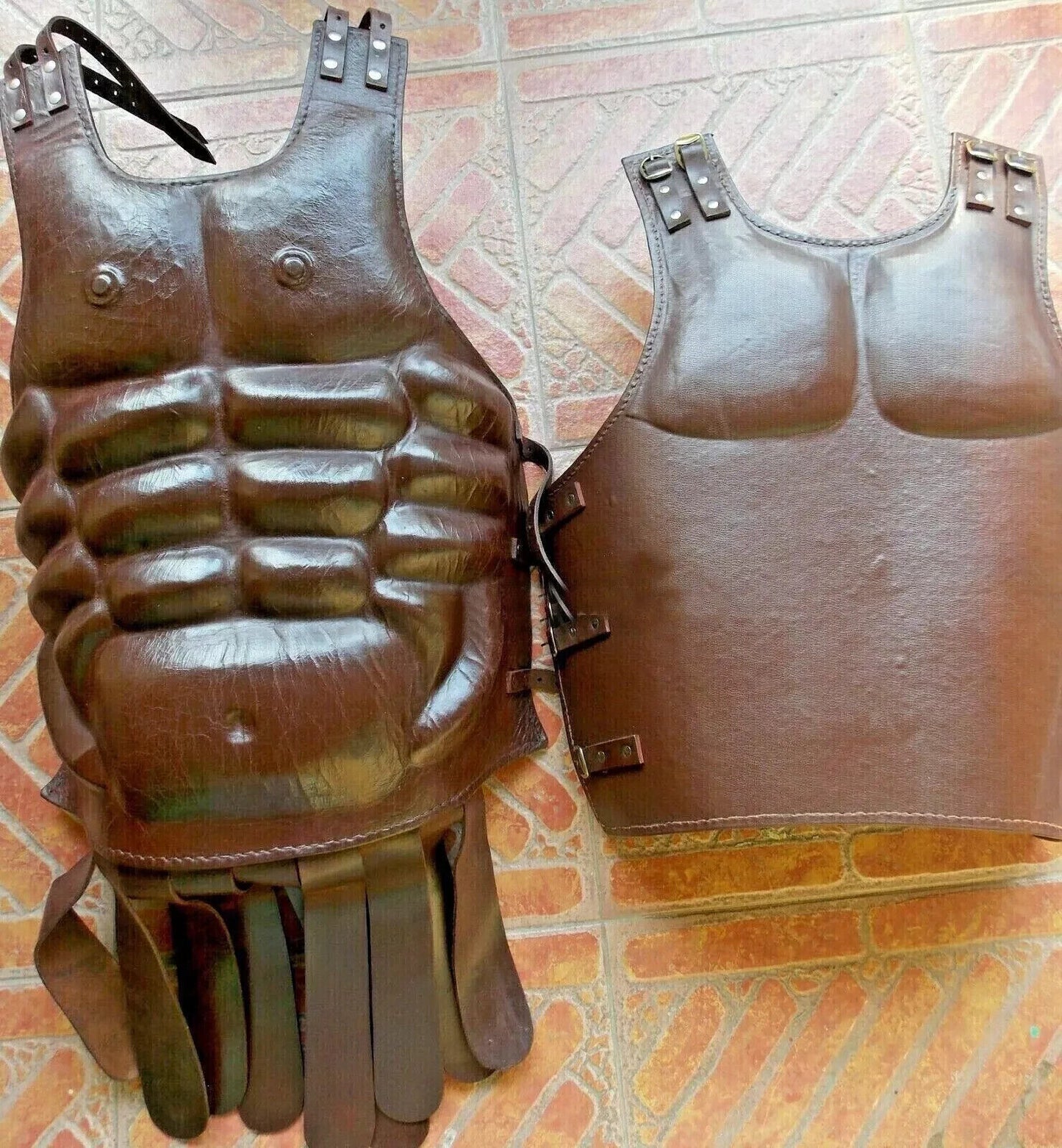 Medieval Greek Roman Armor Muscle Leather Body Armor Brown Cuirass