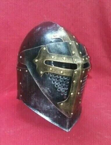 Templar Helmet 18 Gauge Solid Steel Medieval Knight Armour Gift For Halloween