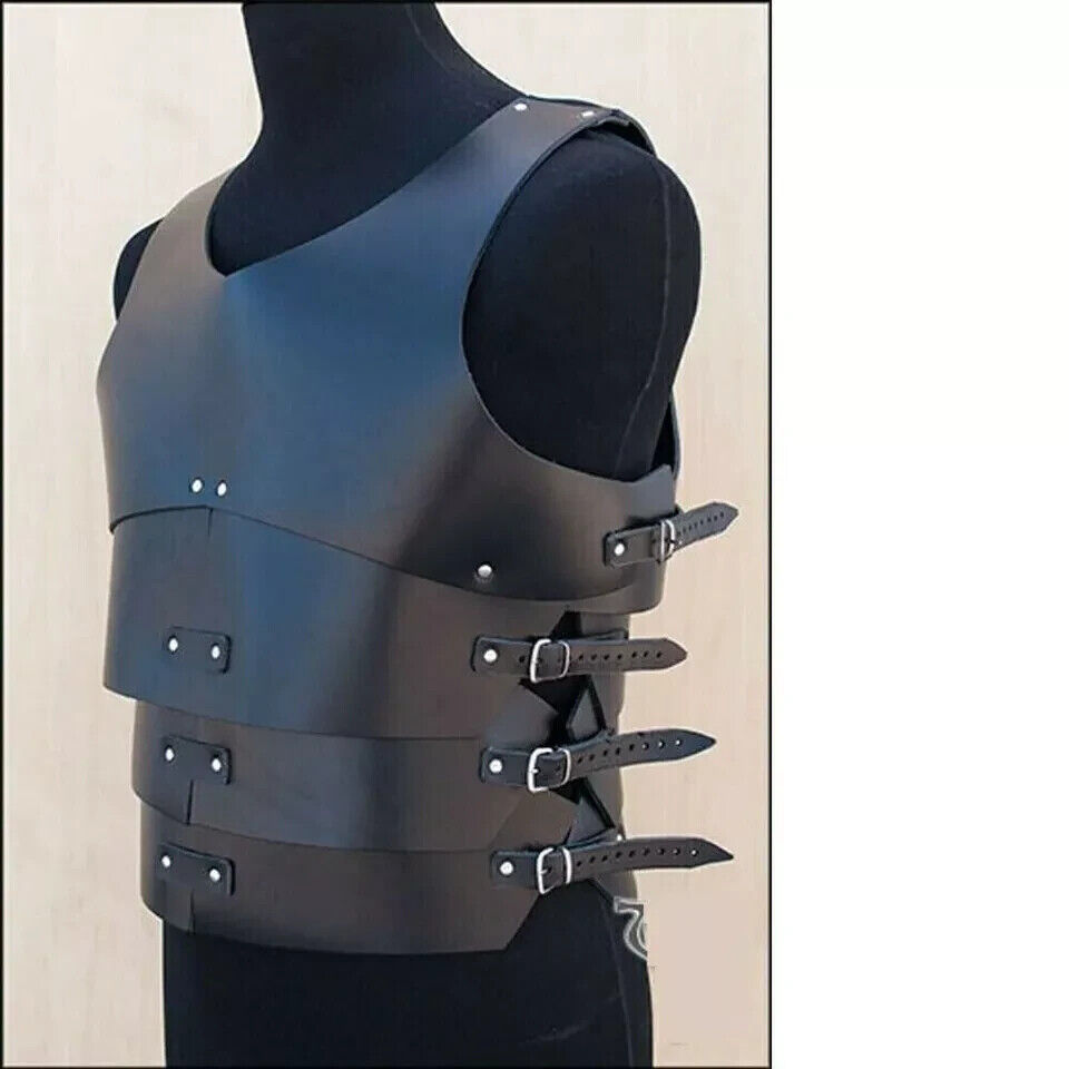 Men Leather Cuirass Armor Medieval Roman Costume Breastplate Bracer LARP Cosplay