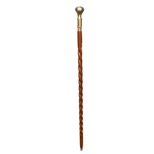 wooden Cane Royal look Solid Handmade Walking Stick Antique Vintage Golden Solid