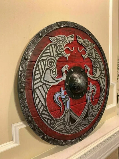 Christmas Medieval Shield Viking Shield 24" Wooden Shield Heavy Metal Fitted