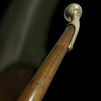 solid brass hame ball head handle 3-fold brown wooden walking cane stick style