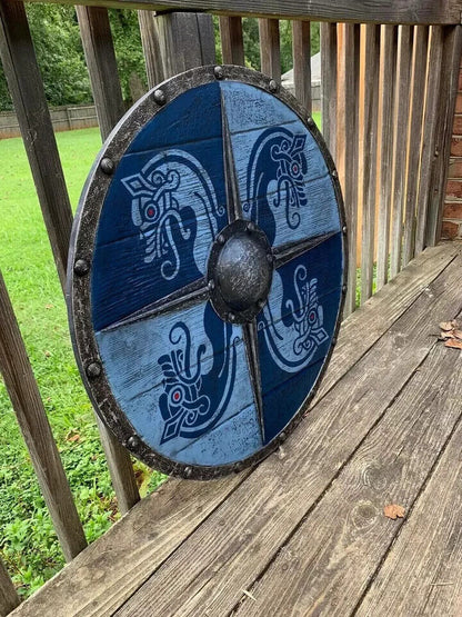 Drakkar Nautical Ship Viking Shield Battleworn Wooden Viking Round Shield .