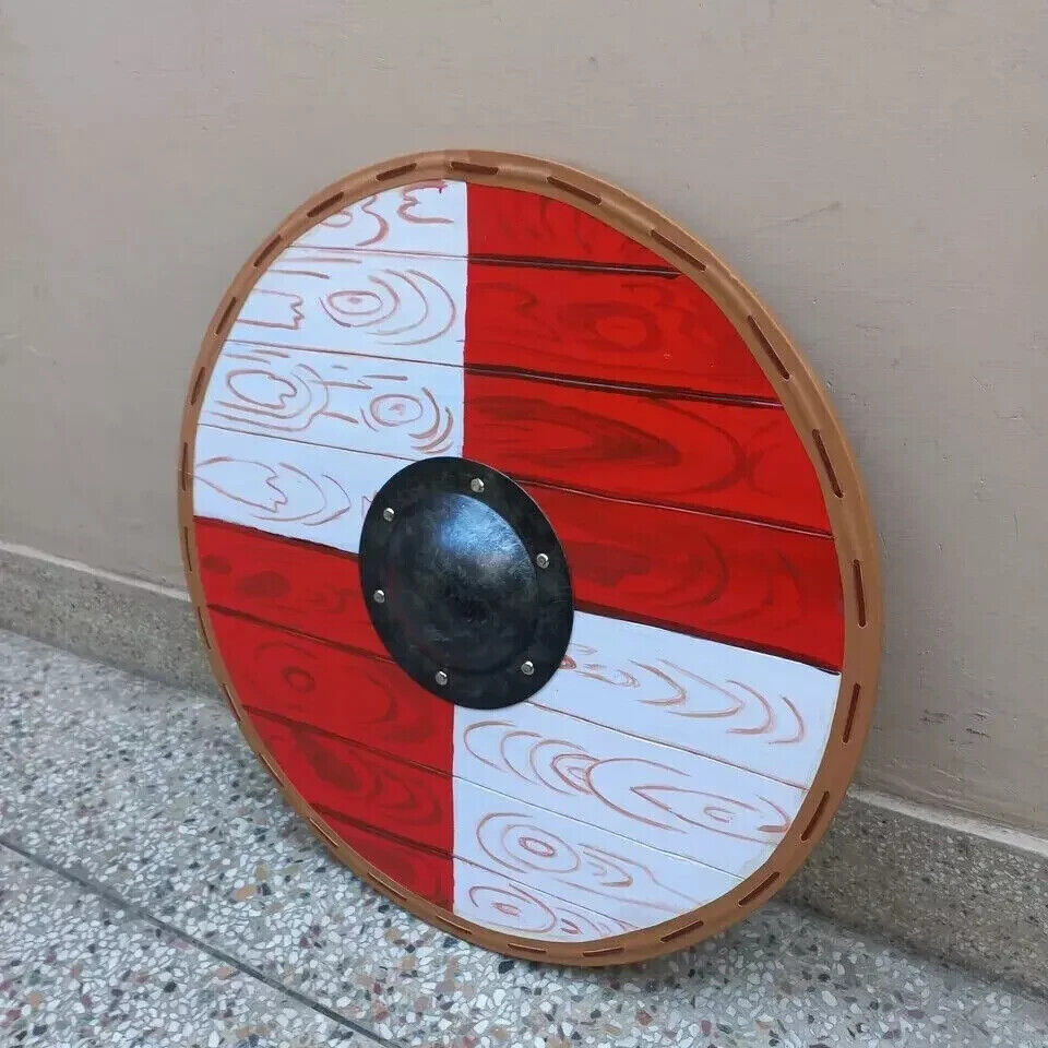 Medieval Viking Round Shield Fully Functional Warrior Wood Shield For Battle 24"