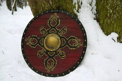 Wooden Viking Shield Round Authentic Battleworn Norse Battle Larp 24"