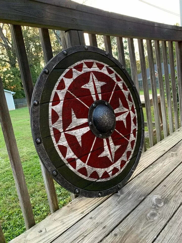 (Medieval Shield)Viking Shield 24" Wooden Shield Heavy Metal Fitted