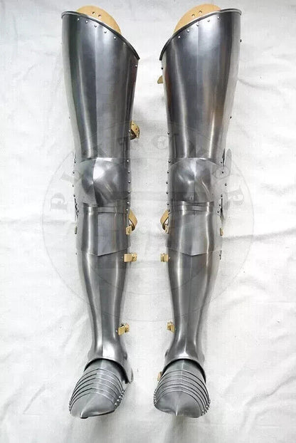 Medieval Steel Warrior Gothic Leg Armor Full Set Knight Greaves Sabatons Armor