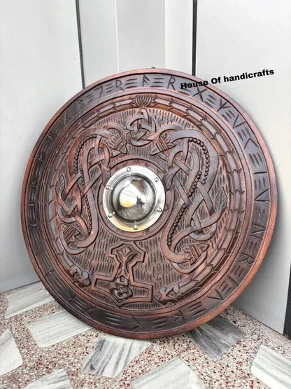 Medieval Shield Viking Shield 24" Wooden Shield Heavy Metal Norse Handmade Gift