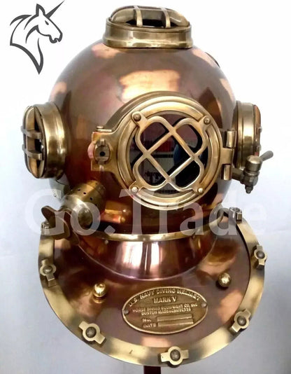 Retro US Navy Mark V Antique Diving Divers Helmet Brass Steel Full Size Maritime