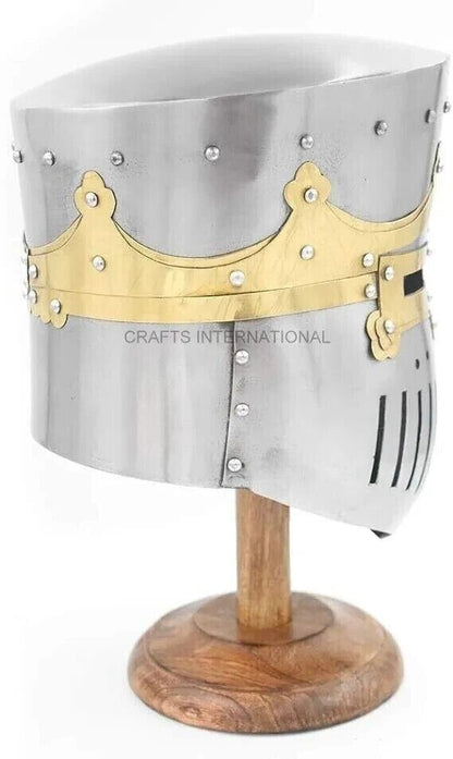 Crusader Helmet Medieval Warrior Templar Brass Knights Armor Wearable for Adult