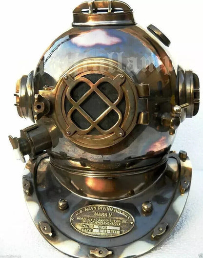 Full Size Antique U.S Navy Brass Divers Diving Helmet Mark V Deep sea Scuba gift