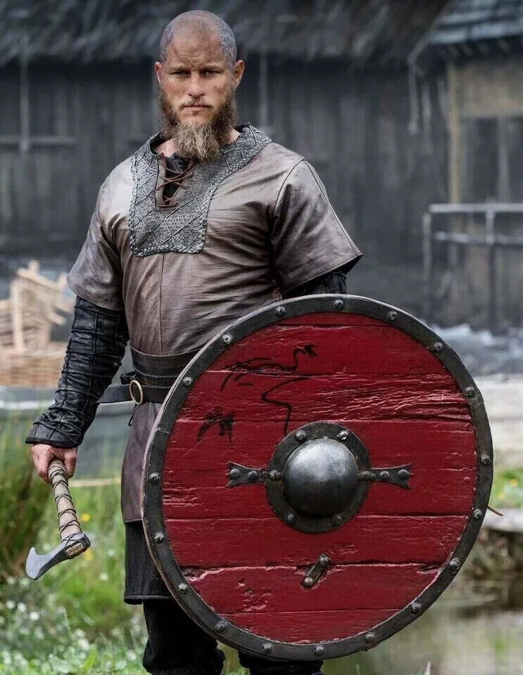 Medieval Wooden Viking 24" Round Shield Heavy Metal Fitted Ready For Battle