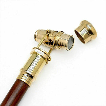 Walking Stick 39 inch with Fitted Solid Brass Telescope Handle Wooden Cane Gifts