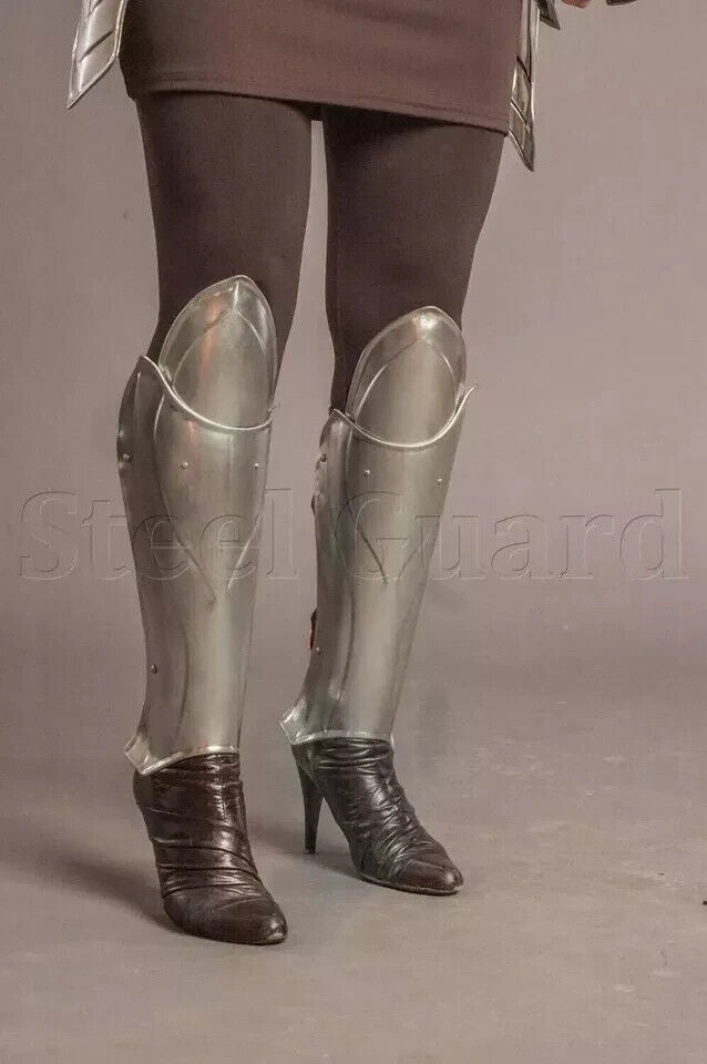 Medieval Larp Warrior Steel Elven Lady Pair Of Leg Greaves Knight Leg Set Armor