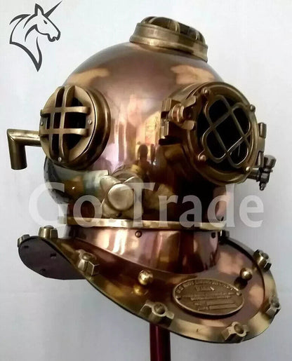 Retro US Navy Mark V Antique Diving Divers Helmet Brass Steel Full Size Maritime