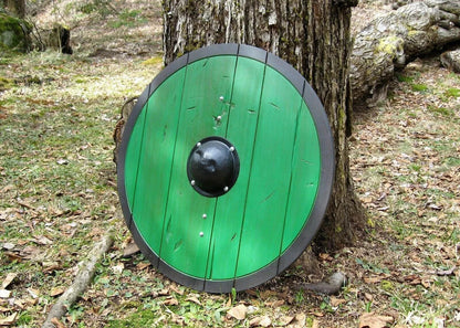 24" Medieval Viking Shield, Round, LARP, Wood, Runes, Steel Larp