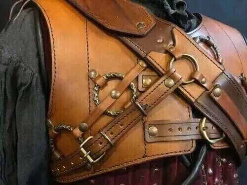 Medieval Leather Chest Armor Viking LARP Breastplate Brown Celtic Armour