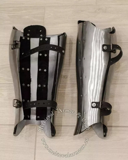 Medieval Legs Protection pair of Greaves Larp SCA Steel knight armor Greaves .