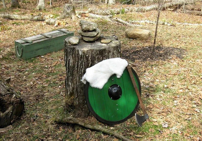 24" Medieval Viking Shield, Round, LARP, Wood, Runes, Steel Larp