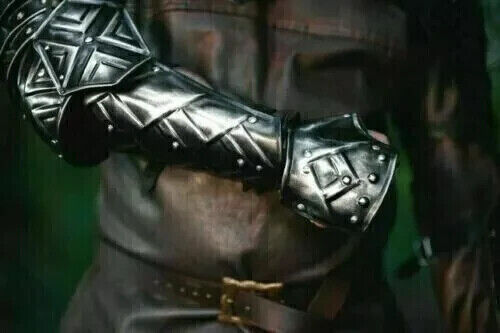 Medieval Blackened Dwarven Pauldron Shoulder Armor LARP Knight Costume .