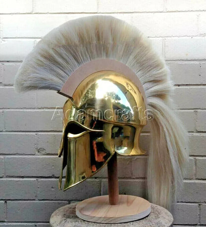 18 gauge Steel Brass Coated Medieval Greek Corinthian Helmet Spartan Helmet .