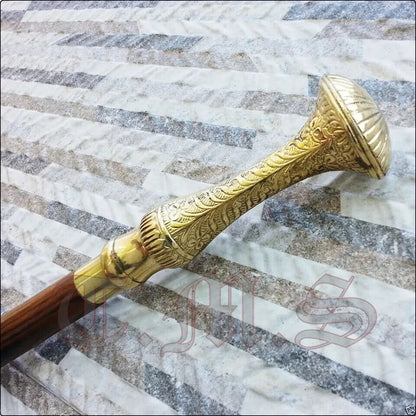 VICTORIAN STYLE BRASS DESIGNER HANDLE WALKING STICK CANES WOODEN ROYAL VINTAGE