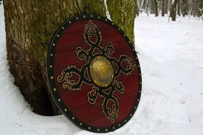 Wooden Viking Shield Round Authentic Battleworn Norse Battle Larp 24"