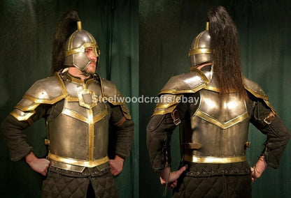 Medieval LOTR Elven Armor Cuirass With Pauldrons & Rohan Helmet