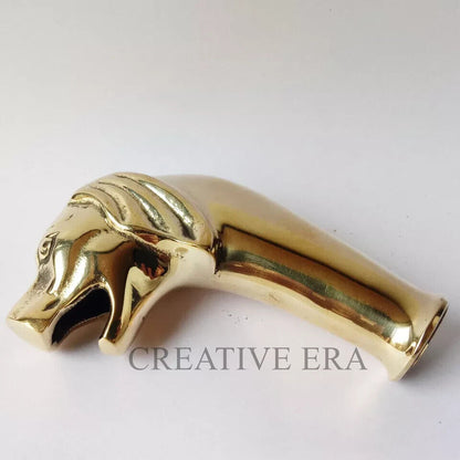 New Golden Brass Victorian Dog head Handle for Shaft Walking Stick Cane Antique