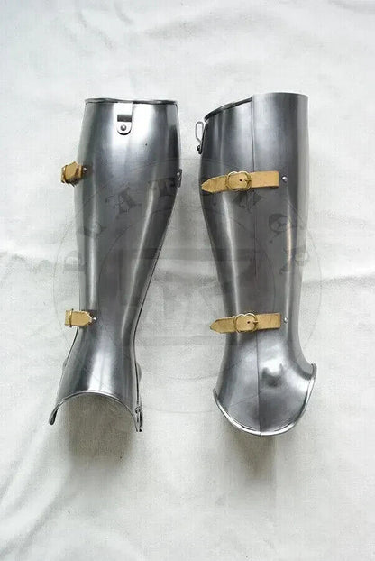 Medieval Steel Warrior Gothic Leg Armor Full Set Knight Greaves Sabatons Armor