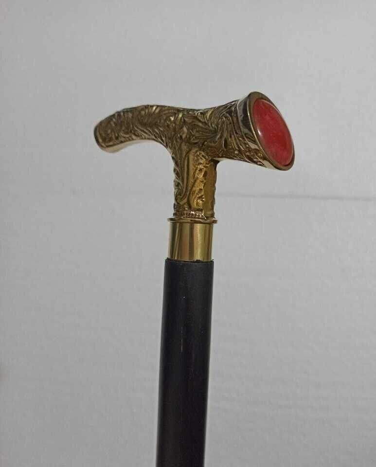 Victorian Brass Designer Handle Walking Stick Vintage Walking Cane Stick cane