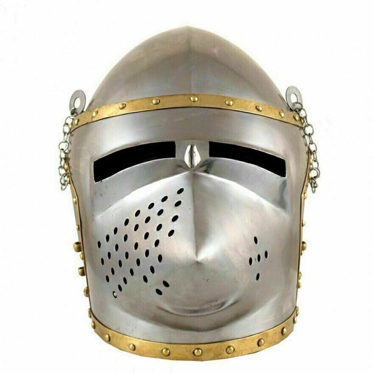 Pig Face Helmet Brass Medieval Bascinet Wearable Armor Gift for Role-play Actor