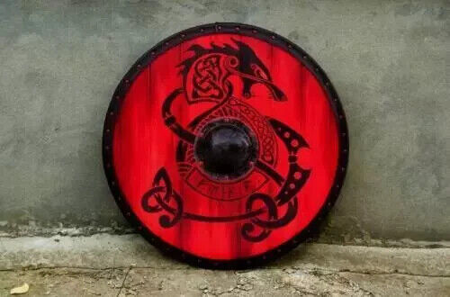 (Medieval Shield)Viking Shield 24" Wooden Shield Heavy Metal Fitted