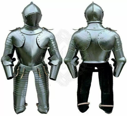 Medieval 18 gauge Steel Trooper Half Body Armour Cuirass Helmet & jacket replica